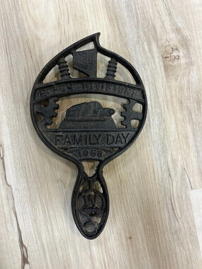 Vintage Trafford Foundry cast-iron commemorative trivet